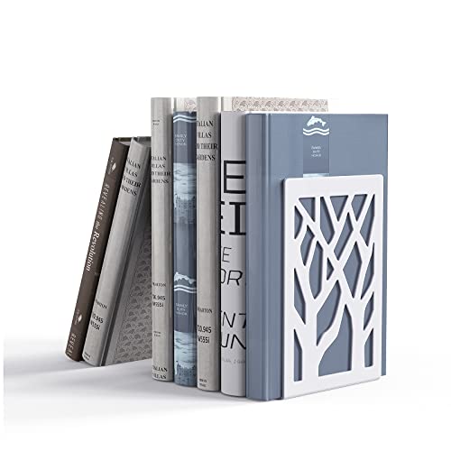BookEnds Decorative Metal Heavy Duty Book End Supports for Bookrack Desk - color: White, size: 1 Pair