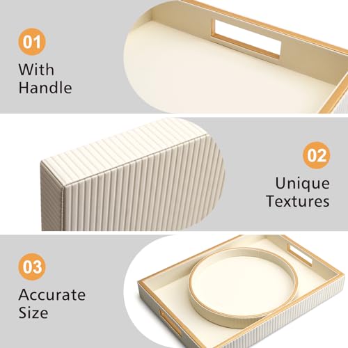 SANZIE Leather Tray Desktop Storage Organizer, Rectangle Valet Tray, White - color: White Holder
