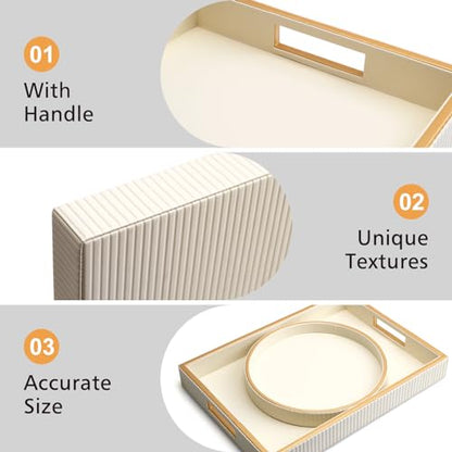 SANZIE Leather Tray Desktop Storage Organizer, Rectangle Valet Tray, White - color: White Holder