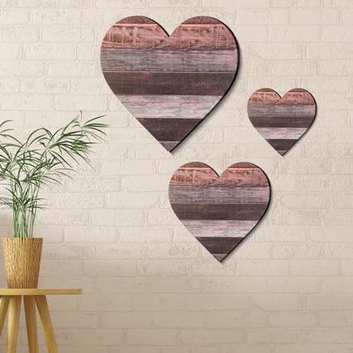 Jetec 3 Pcs Wood Heart Wall Decor Farmhouse Plaque, Classic - style: Classic