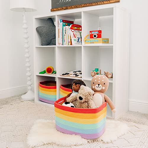 OrganiHaus Rainbow Baskets for Shelves, Set of 3, 15x9x10 - color: Rainbow