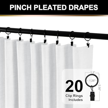 100% Blackout Shield Linen Textured Total Blackout Curtains 96 Inches Long - color: Alba | Bright White, size: 50"W x 96"L (Pack of 2)