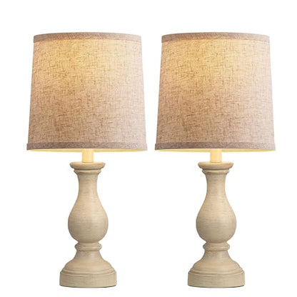 22" Farmhouse Table Lamps Set of 2, Rustic Bedside Lamps for Bedroom - color: H. Antique Yellow