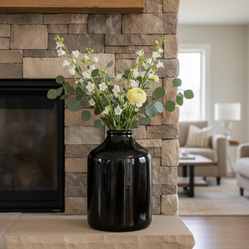 Sunddo Black Ceramic Vase, 8 Inch Large - color: Black, size: 8 inch