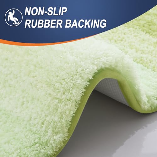 OLANLY Small Bathroom Rugs 24x16, Extra Soft Absorbent Microfiber Bath Rugs - color: Light Green, size: 24" X 16"