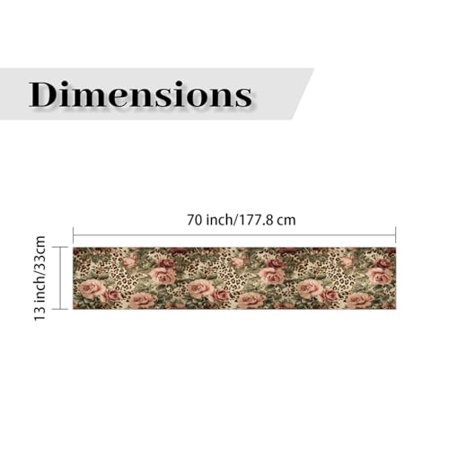 AUUXVA Table Runner Animal Tiger Leopard Print Rose Flower Durable Luxury Dresser Scarf Tabletop Cloth for Wedding Dining Table Holiday Party Kitchen Home Decoration 13x70in - color: Leopard Rose Flower, size: 13x70(in)