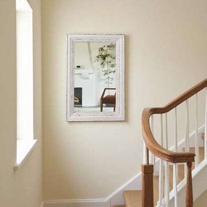 Large Vintage Mirrors for Wall 24 x 36 inches, Distressed White