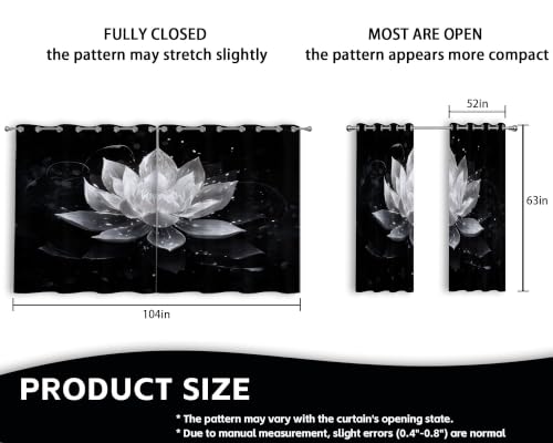 Black and Grey Blackout Curtains, Lotus Drapes 63 inches length, 2 Panels - color: Black and White, size: 52"W x 63"L (Pack of 2)