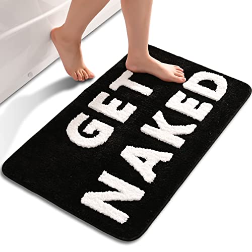 QJHOMO Get Naked Bath Mat Black and White Cute Bathroom Rug, 16" x 24" - color: Black and White, size: 1'4" x 2' (Rectangular)