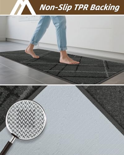 COSY HOMEER Kitchen Rugs,2 PCS Kitchen Mats Non Slip Washable,Gray - color: Grey, size: 24"x36" + 24"x60"