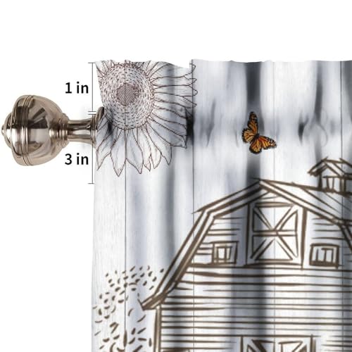 Rustic Farmhouse Valance Curtains, Retro Farm Inspirational Quote Wooden Plank Print Rod Pocket Valances for Kitchen Living Room Dinning Room Bedroom 1 Panel, 54x18 Inch - color: Farm-8