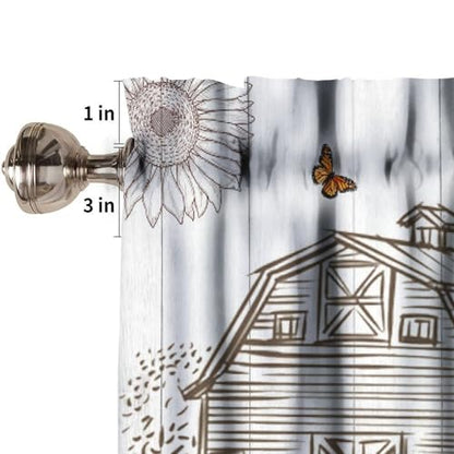 Rustic Farmhouse Valance Curtains, Retro Farm Inspirational Quote Wooden Plank Print Rod Pocket Valances for Kitchen Living Room Dinning Room Bedroom 1 Panel, 54x18 Inch - color: Farm-8