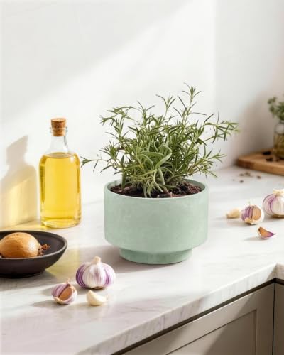 Succulent Pots, 8"+6" Plant Pots, Ceramic Planters for Indoor Plants - color: Green