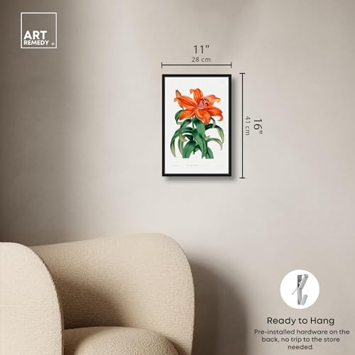 Art Remedy Botanical Prints Canvas, 10" x 15", Black Frame, Thunberg Orange Lily - color: Black Frame, size: 16"L x 11"W