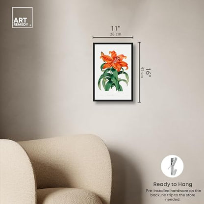 Art Remedy Botanical Prints Canvas, 10" x 15", Black Frame, Thunberg Orange Lily - color: Black Frame, size: 16"L x 11"W