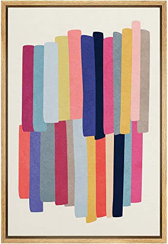 IDEA4WALL Framed Canvas Print Wall Art Rainbow Pretty Pastel Paint Stroke Collage Abstract Shapes Illustrations Modern Art Contemporary Multicolor for Living Room, Bedroom, Office - 16"x24" Natural - color: A04-2203-win01, size: 24"L x 16"W