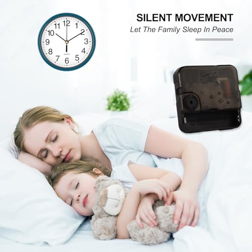 Silent Wall Clock Non Ticking, 6 Inch Wall Clocks Battery Operated, Small Analog Clock for Bedroom Home Office Kitchen Bathroom School, Easy to Read(Blue) - color: Blue