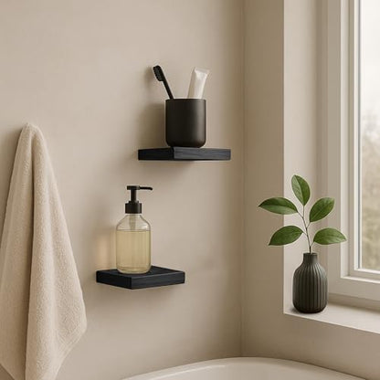 Small Floating Shelves for Wall Set of 2, 6 Inch Square Shelves,Black - color: Black, size: 6 Inch-2 Pcs