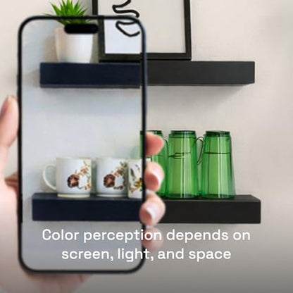 Solid Wood Floating Shelves for Wall 24 inch Black, Wooden Bathroom Shelf - color: Black, size: 24 Inch