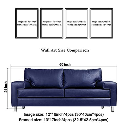 Wieco Art Framed Wall Art Modern Giclee Canvas Prints Artwork Abstract Space Black and White Pictures to Photo Paintings on Canvas Wall Art for Home Office Decorations Wall Decor - size: 12x16inchx4pcs (30x40cmx4pcs, Framed)
