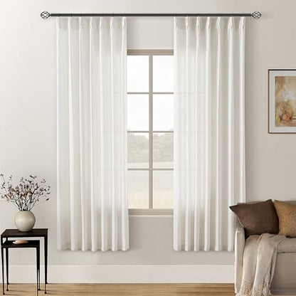 Natural 72 Inch Pinch Pleated Linen Semi Sheer Curtains 2 Panels W40xL72 - color: Natural, size: 40"W x 72"L (Pack of 2)