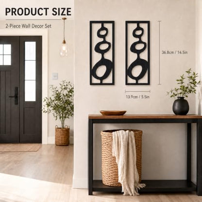 Zzbakress 2 Pcs Mid Century Wall Art Modern Geometric Wood Wall Decor Black - color: Black