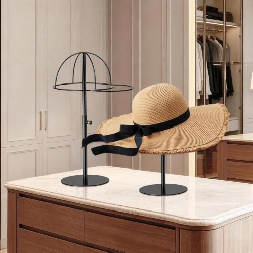 Cap Display Stand 2PCS Stainless Steel - color: Cap Stands - Black