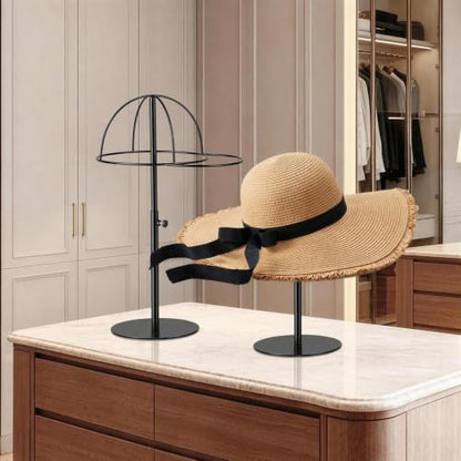 Cap Display Stand 2PCS Stainless Steel - color: Cap Stands - Black