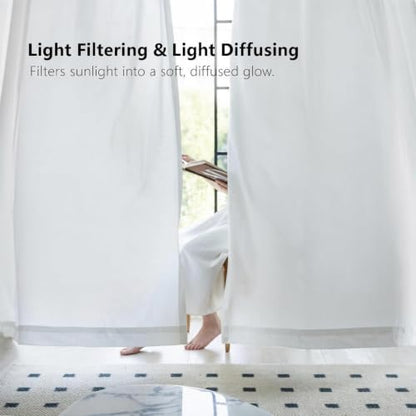 Non-See-Through White Privacy Sheer Curtains 42 x 90 Inch Long - color: White, size: 42"W x 90"L (Pack of 2)