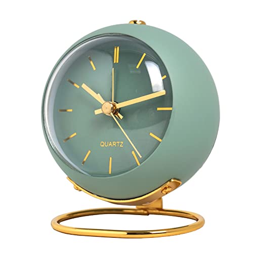 SHISEDECO Small Tableclocks Classic Non-Ticking Tabletop Alarm Clock,Green - color: Rn- Green