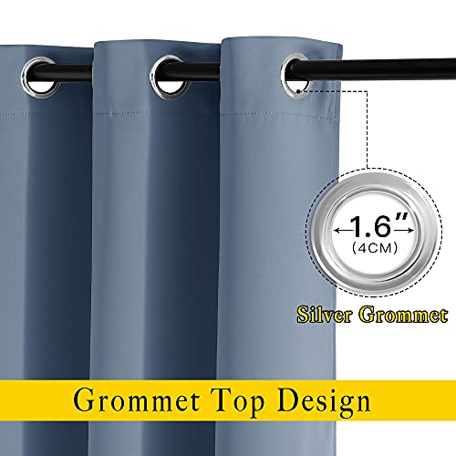 NICETOWN Stone Blue Curtains 96 inches Long, Grommet Thermal Insulated Blackout Curtains Privacy Window Treatments for Boys Room/Living Room, W46 x L96, 2 Panels - color: Stone Blue, size: 46"W x 96"L (Pack of 2)