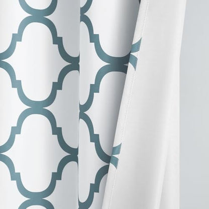 Melodieux Moroccan Fashion Room Darkening Rod Pocket Window Curtain Valance, 52 by 18 Inch, Off White/Dusty Teal (1 Panel) - color: Off White/Dusty Teal, size: 52"W x 18"L (Pack of 1)