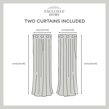 Exclusive Home Belmont Embroidered Room Darkening Blackout Grommet Top Curtain Panel Pair, 52"x84", Winter Black - color: Winter/Black, size: 52"W x 84"L (Pack of 2)