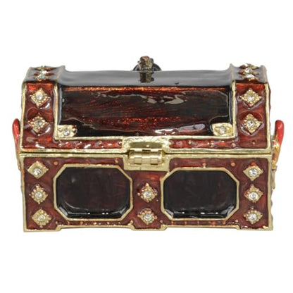 Pirate Treasure Box Trinket Box Jewelry Box Hand Painted Decorative Box with Hinged Lid Ring Earring Holder Table Figurine Collectible - color: Pirate Treasure Box