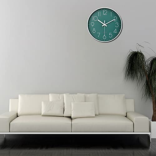 jomparis 12 Inch Silent Non-Ticking Battery Operated Round Wall Clock Easy to Read Peacock Color Wall Clocks - color: 1 Pack - Peacock, size: 12 Inch