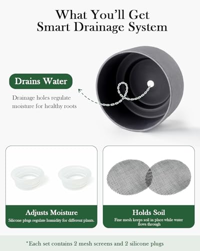 Succulent Pots, 8"+6" Plant Pots, Ceramic Planters for Indoor Plants - color: Black