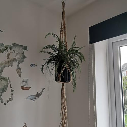 LINXIU Macrame Plant Hangers Jute Plant Hanger Indoor Hanging Plants Holders with 2 Hooks for Home Decor Wall Flower Pots Basket 2 Packs