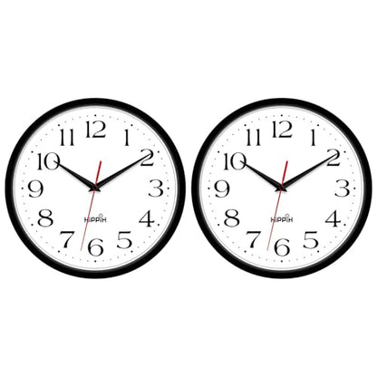 HIPPIH 10 Inch Wall Clock, 2Pack Silent Non Ticking Battery Operated Clocks - color: With Red Second Hand, size: 10 inches
