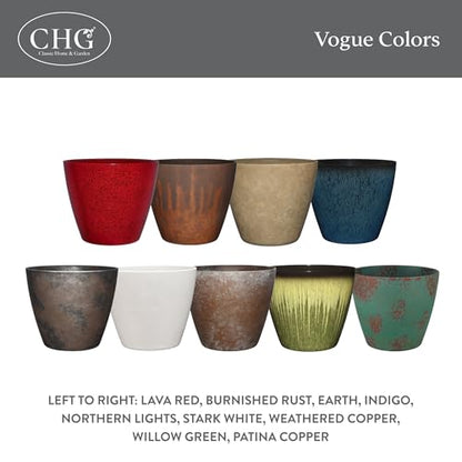 Vogue Resin Planter, Pottery Finish Garden Pot, 8” Patina Copper