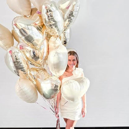 Champagne Gold Heart Foil Balloons,12Pcs 18Inch Heart Shaped Balloons - color: Light Gold