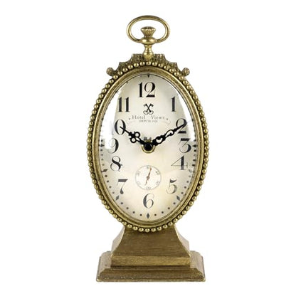 NIKKY HOME Vintage Gold Small Table Clock, French Country Desk Clock