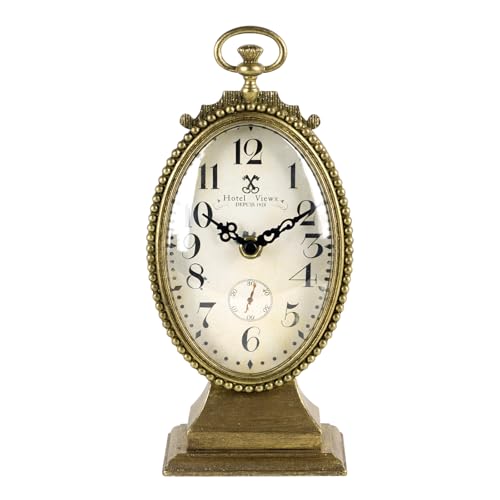 NIKKY HOME Vintage Gold Small Table Clock, French Country Desk Clock