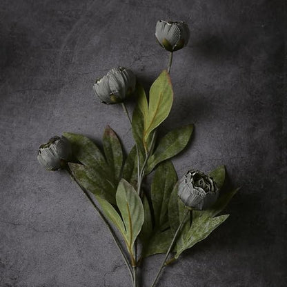 6 Pcs 27" Faux Silk Peony Artificial Flowers Stems for Vase (Dark Gray) - color: Dark Gray