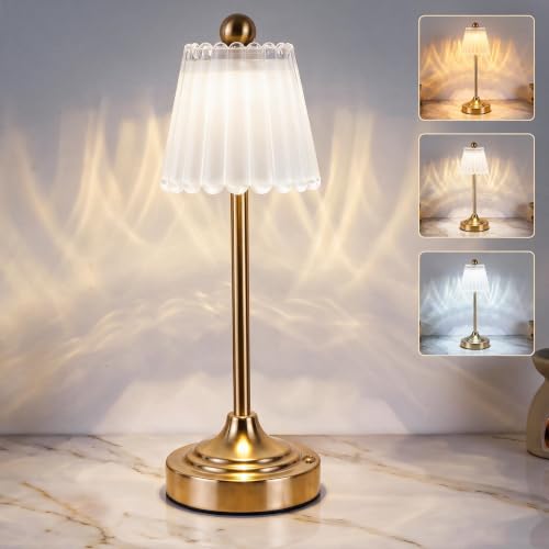 Small Vintage Rechargeable Cordless Table Lamp (White, 1 Pack) - color: White, size: 1PACK