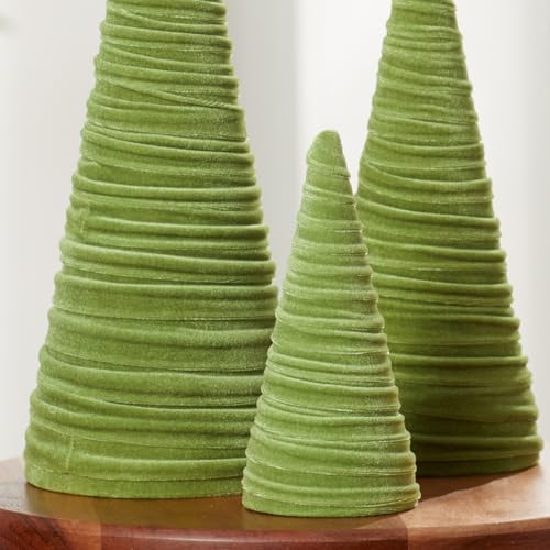 Your Heart's Content Fern Velvet Trees Set of 3 (Fern) - color: Fern