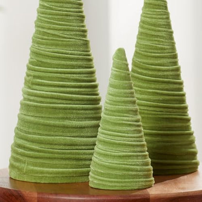 Your Heart's Content Fern Velvet Trees Set of 3 (Fern) - color: Fern