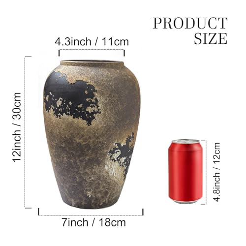 Ceramic Rustic Vases, Stoneware jug,11 inch Terracotta Table Vase Pots