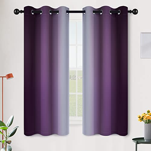 SimpleHome Ombre Purple to Grey White Curtains for Living Room 42Wx63L - color: Purple, size: 42"W x 63"L (Pack of 2)