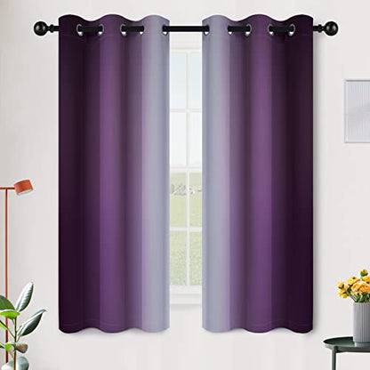 SimpleHome Ombre Purple to Grey White Curtains for Living Room 42Wx63L - color: Purple, size: 42"W x 63"L (Pack of 2)
