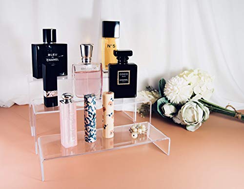 2 Sets Clear Acrylic Display Risers-Cupcake Stand for Dessert Buffet Cake Table Decorations–Showcase Shelf for Figures , Jewelry Display Riser Stands shelves Fixtures Case(Rectangle Shape)